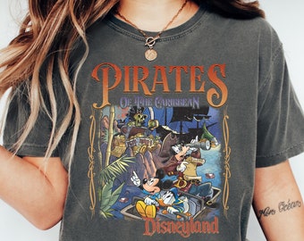 Pirates of the Caribbean Shirt, Comfort Colors Mickey and Friends Pirates Shirt, Disneyland Vacation Tees, Men's Disney Trip Shirt
