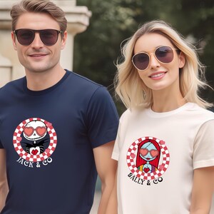 Jack and Sally Skellington Couple Shirts, Disneyland Matching Couple Tees, Matching Valentine's Day Tees, Valentine Gifts, Honeymoon Shirts image 3