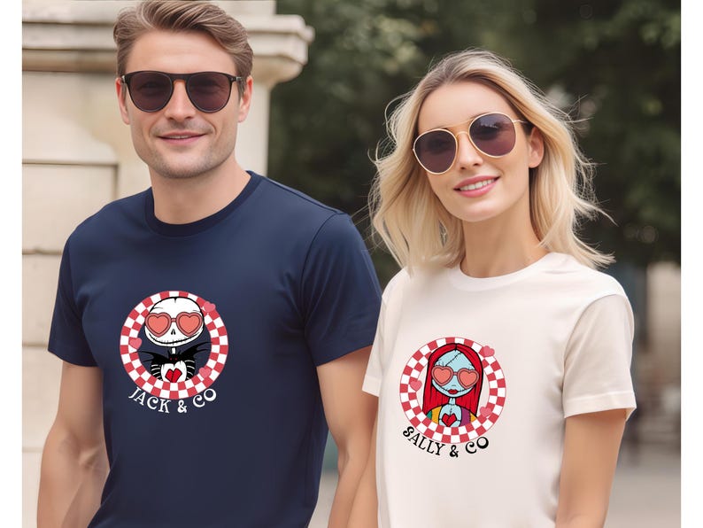 Jack and Sally Skellington Couple Shirts, Disneyland Matching Couple Tees, Matching Valentine's Day Tees, Valentine Gifts, Honeymoon Shirts image 3