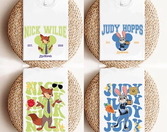 Nick Wilde & Judy Hopps Zootopia2 Movie Matching Couple Shirts: Comfort Color Bella Canvas Tees