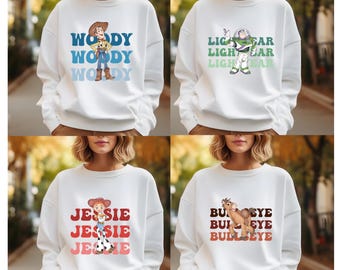 Toy Story Characters Sweatshirt, Matching Toy Story Hoodie, Woody Buzz Jessi Bullseye Trex Slinky Zorg Latso Hamm Forky Alien Disney Sweater
