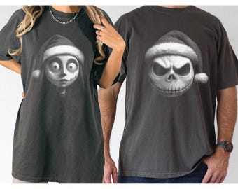 Sally and Jack Skellington Halloween Shirt, We're Meant to Be Matching Couple Halloween Tees, Horror Movies Lovers, Spooky Vibes T-shirts
