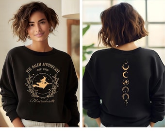 Salem Apothecary Sweater, Salem Massachusetts Spooky Witch Halloween Hoodie, Halloween Party Sweaters, Women Witch Crewneck, Witchy Vibes