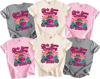 Camisetas de Girls Gone Cruising, camisetas grupales a juego para el viaje de chicas 2026, creando recuerdos