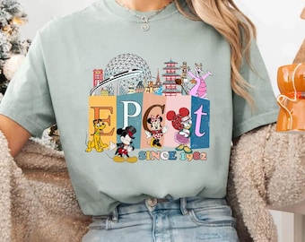 Retro Epcot Mickey and Friends Shirt: Comfort Colors Bella Canvas Unisex Adult, Youth, Toddler Tees