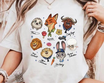Zootopia2 Characters and Signs Shirts, Family Movie Tees