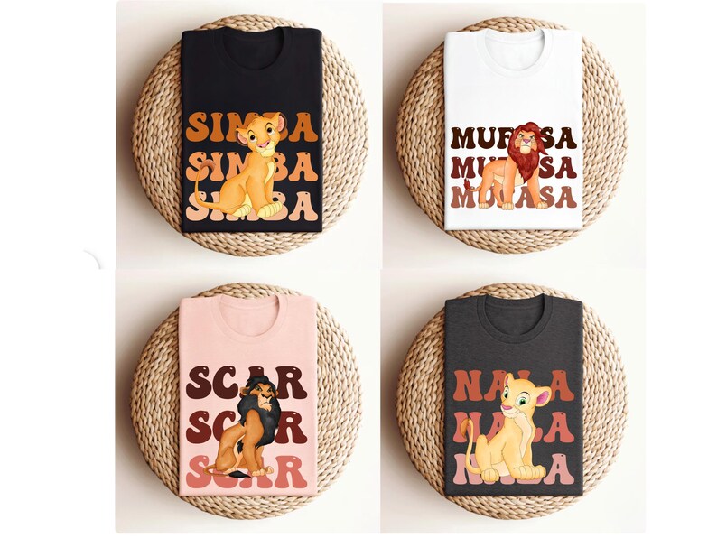 Lion King Movie Characters Shirt, Lion King Matching Tees, Family Movie Tees, Animal Kingdom, Mufasa Scar Timon Nala Simba Zazu Pumba Hyena image 2