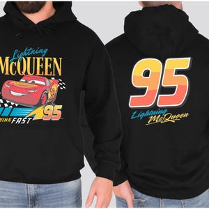 Cars Lightning McQueen Two Sided Sweater, Lightning McQueen 95 Hoodie, Men's Disneyland Crewneck, McQueen Fans Crewneck, Boys Birthday Gifts image 2