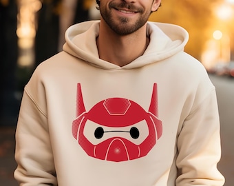 Baymax Big Hero Helmet Sweatshirt, Baymax Helmet Hoodie, Big Hero 6 Sweater, Baymax Fans Gift, Disneyland Family Trip Crewnecks