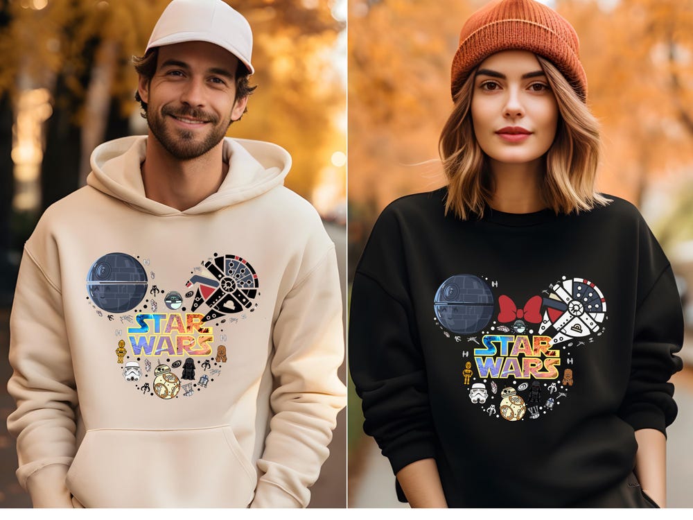 Peckshirt Custom Star Wars Disneyland Sweatshirt, Minnie And Mickey Star Wars Hoodies, Couple Star Wars Sweaters, Matching Family Shirts, Star Wars Fan Gifts