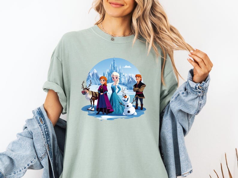 Elsa Anna Kristoff Olaf Sven and Arendelle Ice Castle Frozen Sisters Tee, Disney Girl Trip, Frozen Shirt, Girls Birthday Tee, Frozen Fans image 2