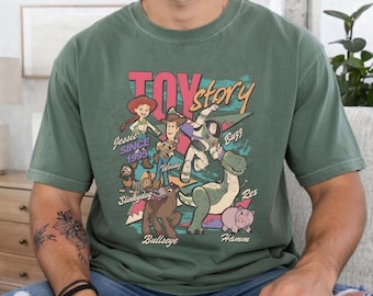 Camiseta retro de Toy Story, camiseta Comfort Colors para fans de Toy Story para viajes familiares, camiseta de Disneyland para hombre, camiseta para el día de la película.