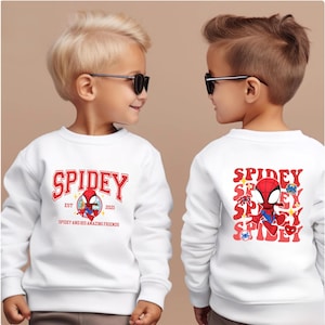 Spidey And His Amazing Friends Sweater, Ghost Spider Hoodie, Disney Comic Shirts, Spidey Birthday Crewneck, Avengers Kids Spidey Sweatshirt