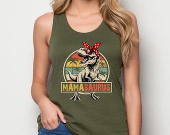 Débardeur dos nageur Mamasaurus vintage, débardeur maman dinosaure, hauts du film partie jurassique, maman T-Rex, cadeau pour mère, débardeur d'été pour mère