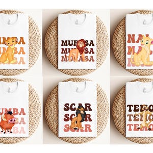 Lion King Movie Characters Shirt, Lion King Matching Tees, Family Movie Tees, Animal Kingdom, Mufasa Scar Timon Nala Simba Zazu Pumba Hyena image 6