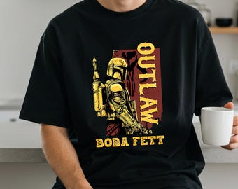 Retro Boba Fett Outlaw Star Wars Shirt : Unisex Adult Kids Tee