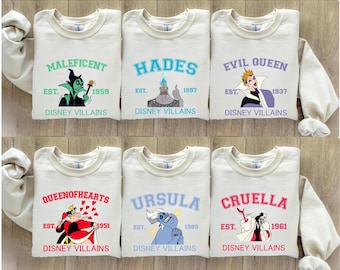 Disney Villains Characters Sweater, Disney Evil Queens Hoodie, Villains Evil Tour, Maleficent Hades Queen of Hearts Ursula Cruella Evil Club