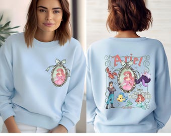 Coquette Princess Ariel Sweater, Little Mermaid Hoodie, Disney Princes Ariel Frame Sweater, Girls Trip Matching Crewnecks, Kid's Sweater