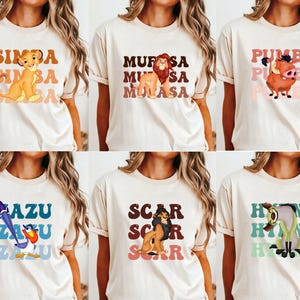 Lion King Movie Characters Shirt, Lion King Matching Tees, Family Movie Tees, Animal Kingdom, Mufasa Scar Timon Nala Simba Zazu Pumba Hyena image 5