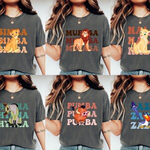 Lion King Movie Characters Shirt, Lion King Matching Tees, Family Movie Tees, Animal Kingdom, Mufasa Scar Timon Nala Simba Zazu Pumba Hyena image 3