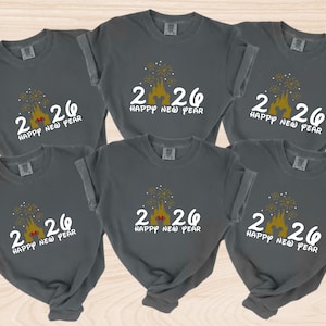 Disneyland Happy New Year 2026 Fireworks Shirt, Mickey and Minnie Matching 2026 Tee, New Year Crew,, Magic Kingdom Happiest Place Couple Tee
