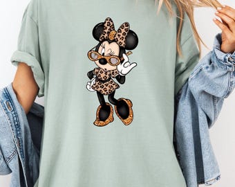 Leopard Minnie Shirt, Cute Minnie Mouse Animal Kingdom Tee, Disney Girls Trip Shirts, Girls Birthday Gifts, Holiday Gifts