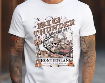 Retro Big Thunder Mountain Railroad Shirt, Comfort Colors Disney Mickey And Friends The Wilderness Tee, Frontierland Disney Ride Men's Tee