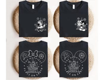 Minnie Mickey Happiest Place on Earth Disney Tees, Matching Disneyland Family Trip Tees, Couple Shirts, Best Day Ever, Family Vacation