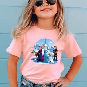 Elsa Anna Kristoff Olaf Sven and Arendelle Ice Castle Frozen Sisters Tee, Disney Girl Trip, Frozen Shirt, Girls Birthday Tee, Frozen Fans image 3