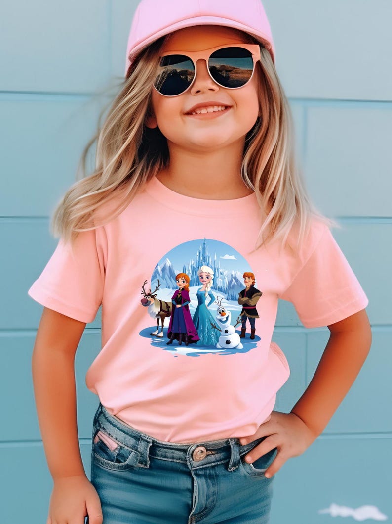 Elsa Anna Kristoff Olaf Sven and Arendelle Ice Castle Frozen Sisters Tee, Disney Girl Trip, Frozen Shirt, Girls Birthday Tee, Frozen Fans image 3