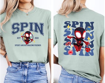 Spin Shirt, Spidey And His Amazing Friends Spin Tee, Kids Spidey Tees, Disney Comics, Avengers Kids Spin Tee, Birthday Gifts For Kids