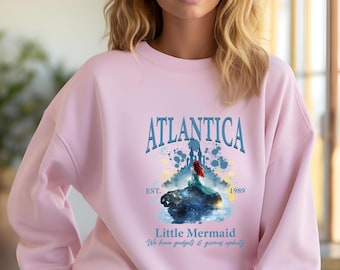 Atlantica Little Mermaid Sweater, Retro Little Mermaid Princess Ariel Hoodie, Magic Kingdom, Women Disneyland Crewnecks, Kids Sweater
