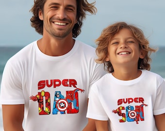 Superhero Dad and Son Shirts, Avengers Dad Son Matching Tee, Disneyland Dad Tee , Iron Man Spiderman Hulk, Avengers Fathers Day Gift