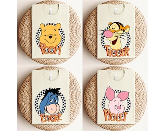 Matching Winnie the Pooh&Co Shirts, Winnie the Pooh Character Shirts, Pooh Tigger Eeyore Piglet Tees, Disneyland Family Trip Shirts