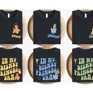 Disney Princess Shirts, Matching in My Disney Princess Era Tees, Girl Trip, Birthday Tees, Elsa Anna Merida Ariel Belle Jasmine Tiana Alice image 3