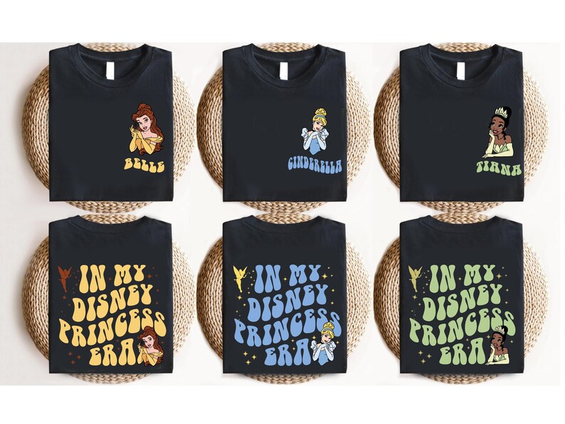 Disney Princess Shirts, Matching in My Disney Princess Era Tees, Girl Trip, Birthday Tees, Elsa Anna Merida Ariel Belle Jasmine Tiana Alice image 3