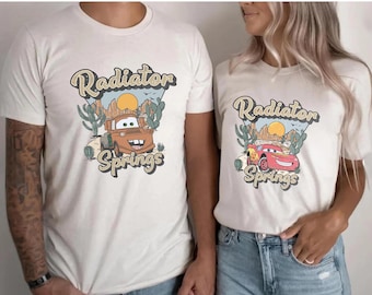 Retro Cars Radiator Springs Shirt, Pixar Lightning McQueen and Tow Mater Tee, Kids Cars Tee, Couples Cars Tee, Family Trip, Cars Piston Cup