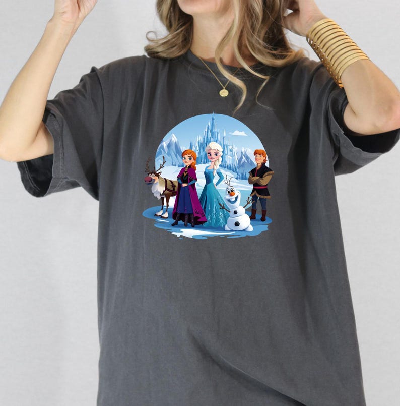 Elsa Anna Kristoff Olaf Sven and Arendelle Ice Castle Frozen Sisters Tee, Disney Girl Trip, Frozen Shirt, Girls Birthday Tee, Frozen Fans image 4