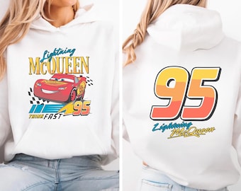 Cars Lightning McQueen Two Sided Sweater, Lightning McQueen 95 Hoodie, Men's Disneyland Crewneck, McQueen Fans Crewneck, Boys Birthday Gifts