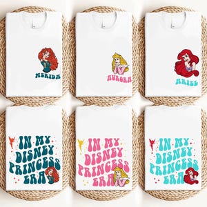 Disney Princess Shirts, Matching in My Disney Princess Era Tees, Girl Trip, Birthday Tees, Elsa Anna Merida Ariel Belle Jasmine Tiana Alice image 2