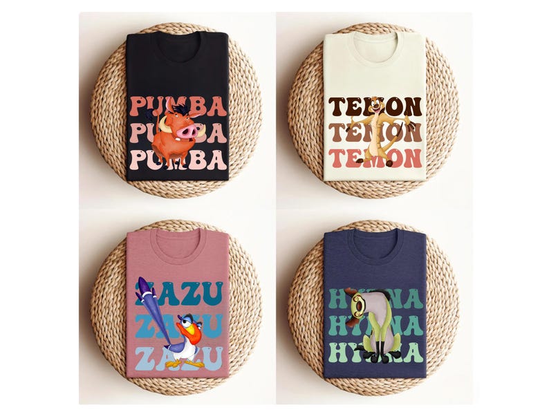 Lion King Movie Characters Shirt, Lion King Matching Tees, Family Movie Tees, Animal Kingdom, Mufasa Scar Timon Nala Simba Zazu Pumba Hyena image 4