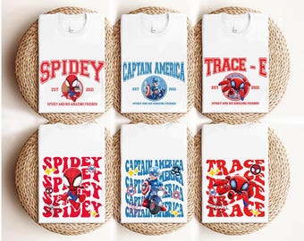 Camiseta de Spidey y sus increíbles amigos, cómics de Disney, camisetas de cumpleaños infantiles de Spidey, fans de Spidey, camisetas de grupo de los Vengadores de Spidey.