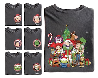 Custom Toy Story Characters Christmas Family Shirts, Matching Woody Jessie Rex Slinky Buzz Alien Xmas Party Tees, Personalized Toy Story Tee