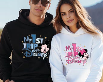 First Disney Trip Sweatshirts, Minnie Mickey Matching First Disneyland Trip Hoodies, Disney Family Vacation Shirts, Kids Disney Sweaters