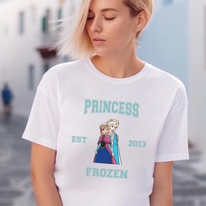 Frozen Varsity T-shirt, Disney Frozen Characters Sweaters, Matching Family Trip Tees, Birthday Tees, Princess Elsa Anna Kristof Hans Olaf image 7
