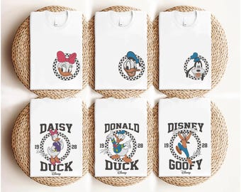 Mickey and Friends Matching Disneyland Trip Tees, Retro Mickey & Co Checkered Family Shirts, Comfort Colors Disney Group Shirts, Party Tees