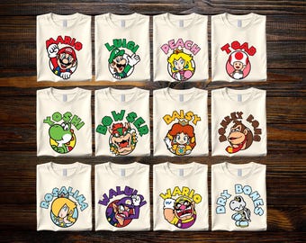 Camisetas de grupo a juego de Mario Bros.