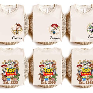 Custom Toy Story Characters Matching Family Shirts, Personalized Toy Story Tees, Woody Jessie Rex Slinky Buzz Alien Matching Custom Tees