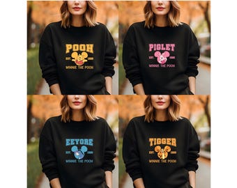 Winnie the Pooh Sweatshirt, Piglet Tigger Eeyore Matching Hoodies, Disneyland Trip Family Sweaters