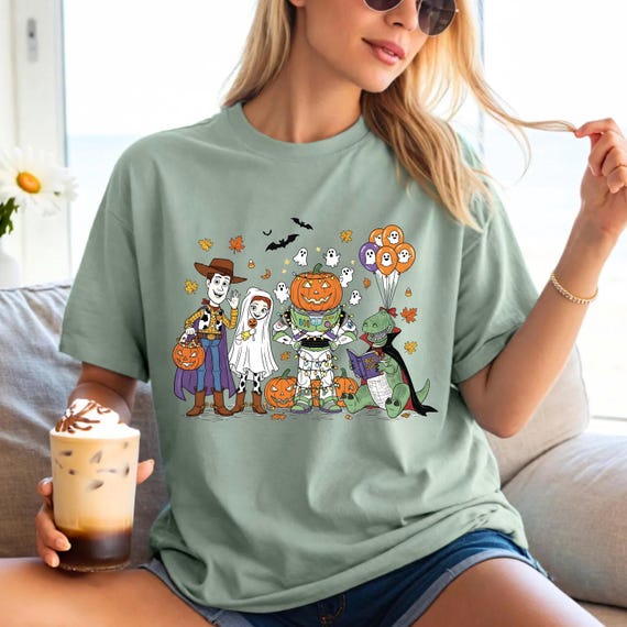 Toy Story Halloween Shirts, Spooky Vibes Woody Jessie Rex Buzz Fall Halloween Tees, Toy Story Trick or Treat Tee, Kids Halloween Gift